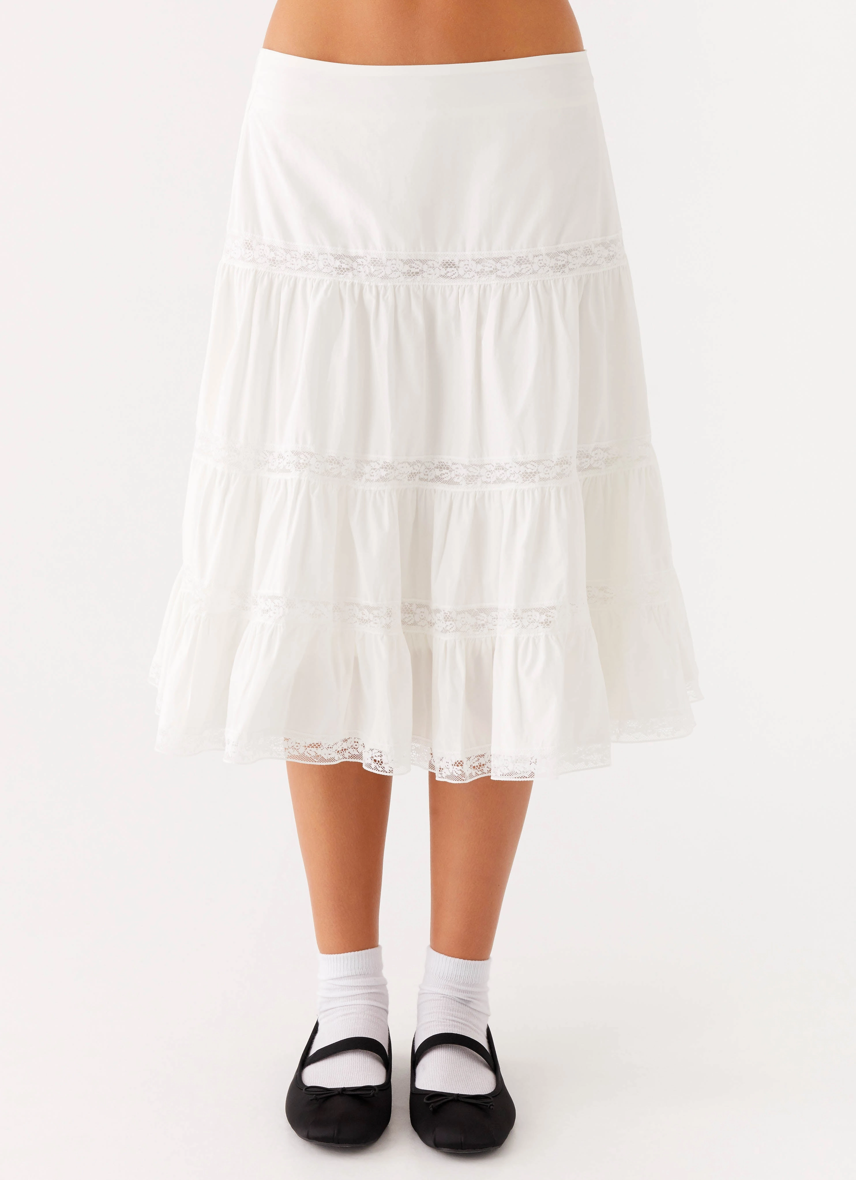 Good Vibes Midi Skirt - White