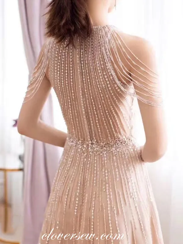 Gorgeous Bead Sequin Tulle With Tassels A-line Prom Dresses,CP0162