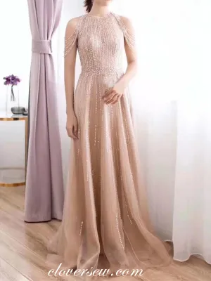 Gorgeous Bead Sequin Tulle With Tassels A-line Prom Dresses,CP0162
