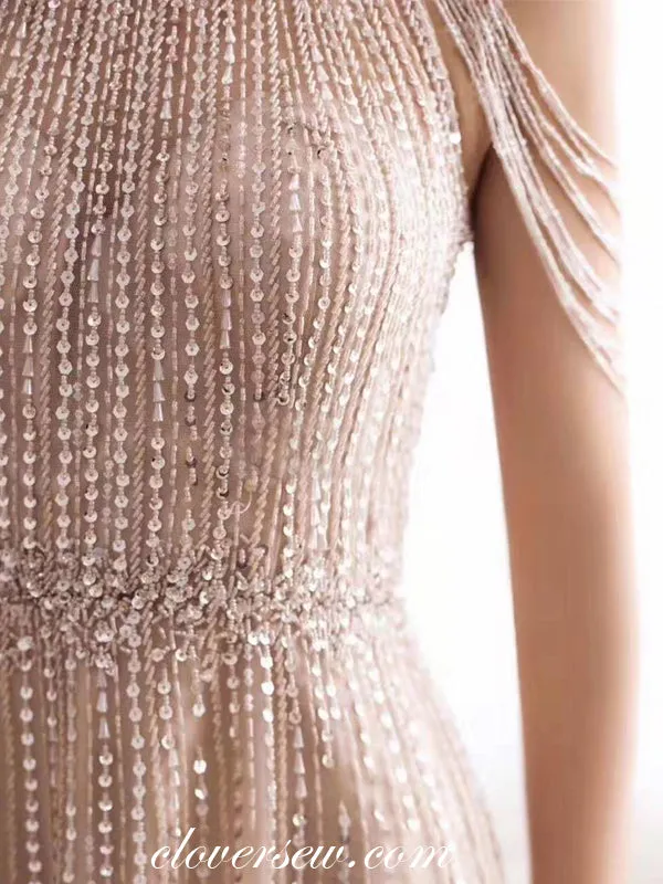 Gorgeous Bead Sequin Tulle With Tassels A-line Prom Dresses,CP0162