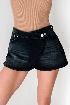 Got This In The Bag Wrap Denim Mini Skort (Black) Got This In The Bag Wrap Denim Mini Skort (Black)