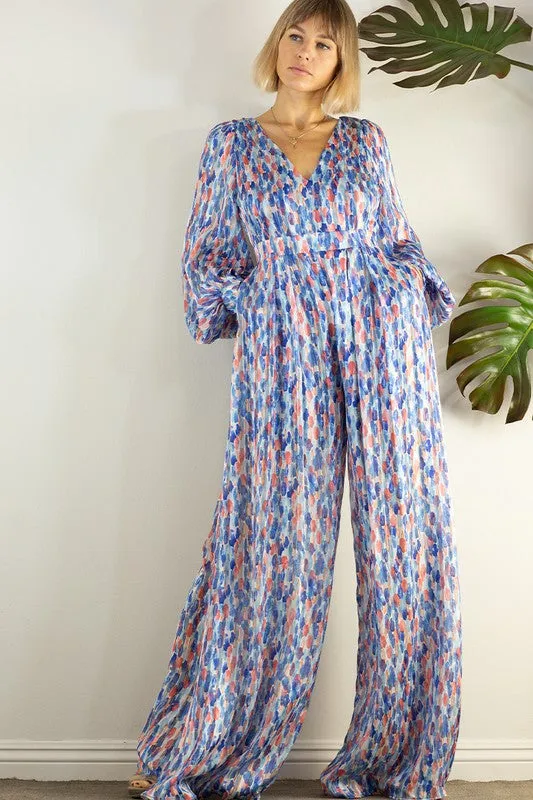 Graceful Back Open Wide Pants Jumpsuits