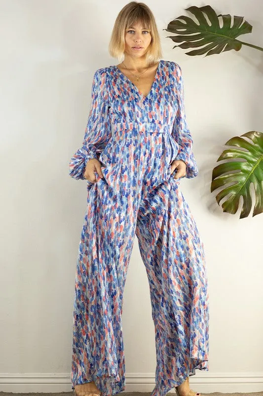Graceful Back Open Wide Pants Jumpsuits