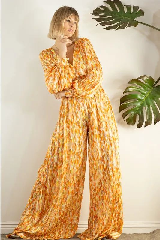 Graceful Back Open Wide Pants Jumpsuits