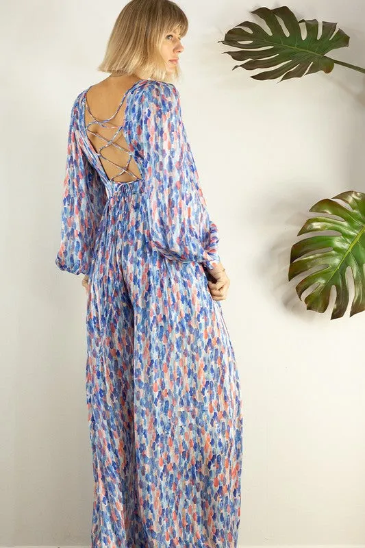 Graceful Back Open Wide Pants Jumpsuits