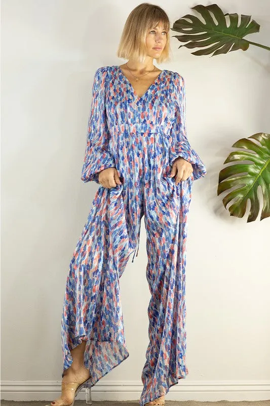 Graceful Back Open Wide Pants Jumpsuits