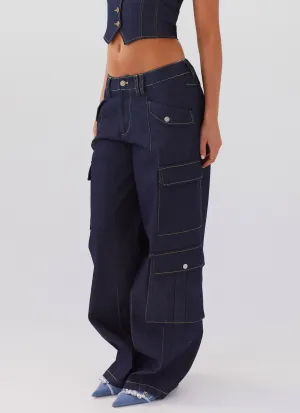 Greedy Denim Cargo Pants - Indigo Greedy Denim Cargo Pants - Indigo