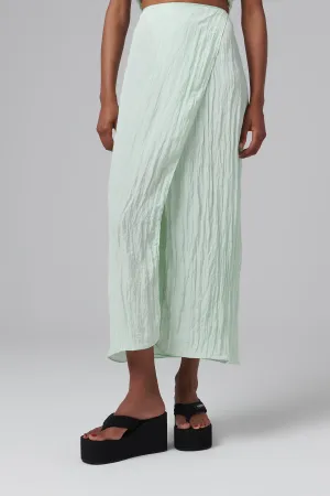 Green Ligera Wrapped Midi Skirt