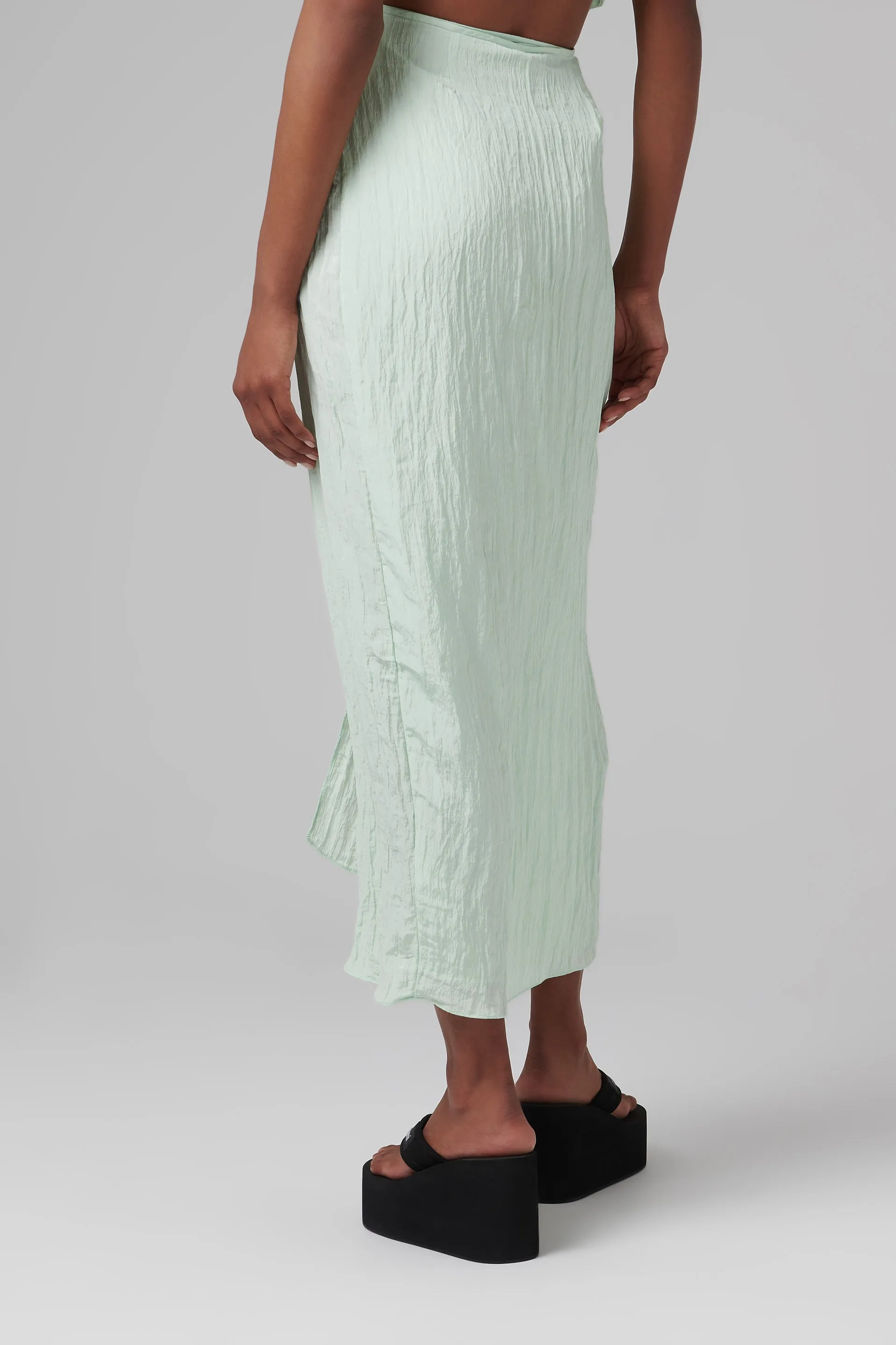 Green Ligera Wrapped Midi Skirt