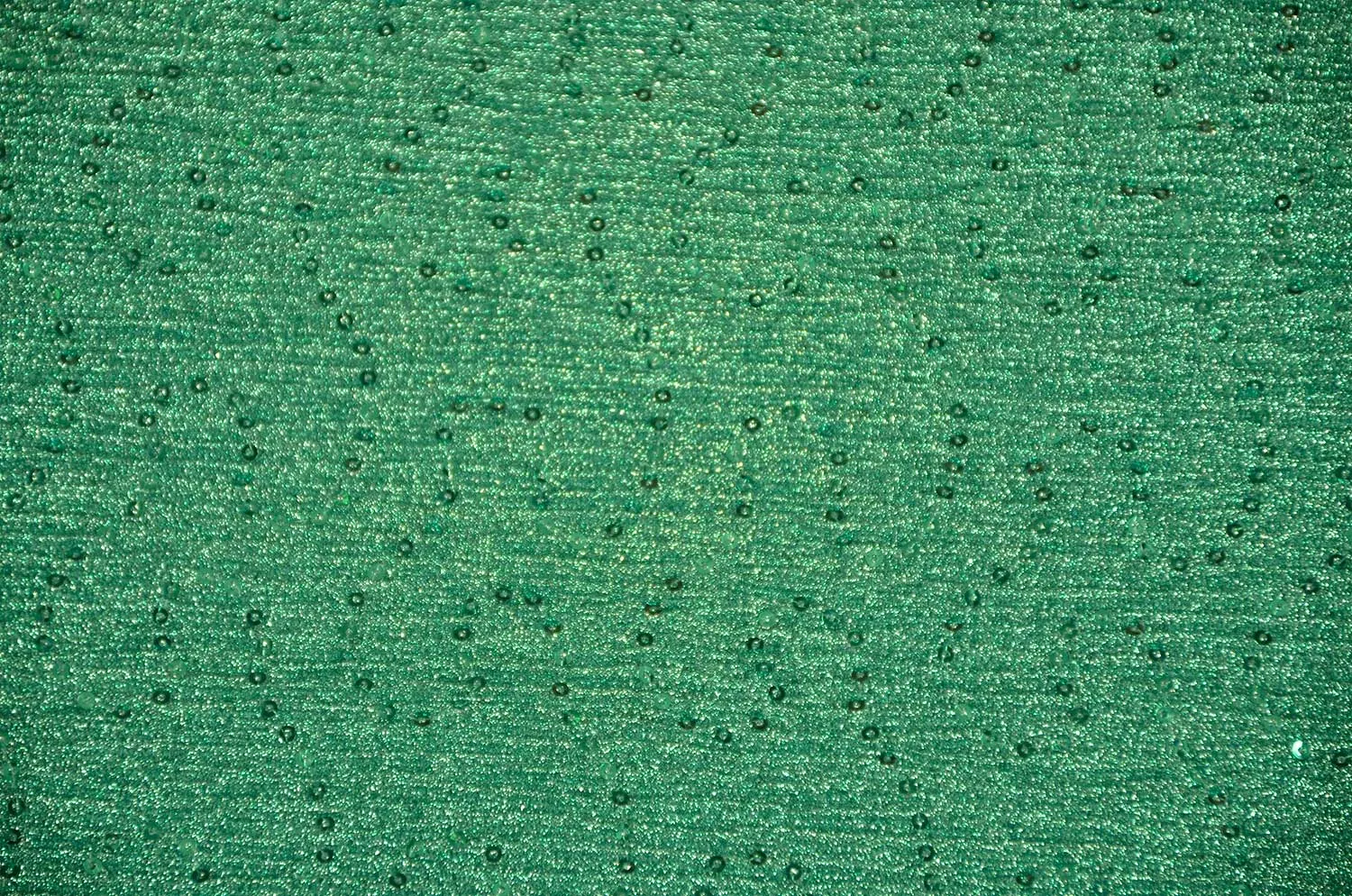 Green Pleated Lurex Knit With Sequin Work Fabric