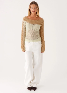 Gretchen Knit Top - Mint Spliced Gretchen Knit Top - Mint Spliced