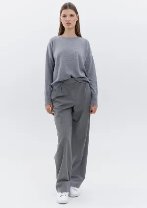 GREY CASHMERE CREWNECK SWEATER
