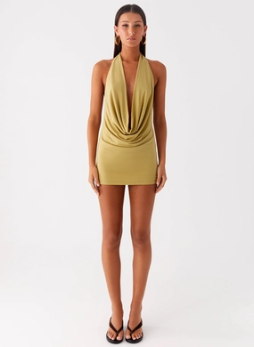 Haisley Cowl Mini Dress - Lime Green Haisley Cowl Mini Dress - Lime Green