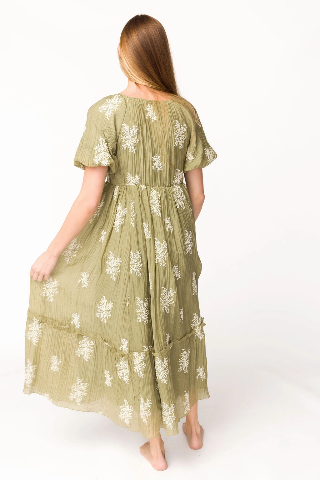 Hallie Embroidered Maxi Dress in Olive - Bump Friendly & Inclusive Sizing (S-3XL) *Final-Sale*