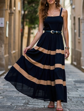 HALTER HALTER LONG DRESS WITH BELT HALTER HALTER LONG DRESS WITH BELT