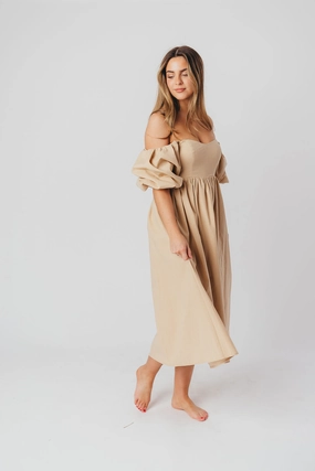 Hamilton Midi Dress in Taupe - Bump Friendly (S-2XL) *Final-Sale* Hamilton Midi Dress in Taupe - Bump Friendly (S-2XL) *Final-Sale*