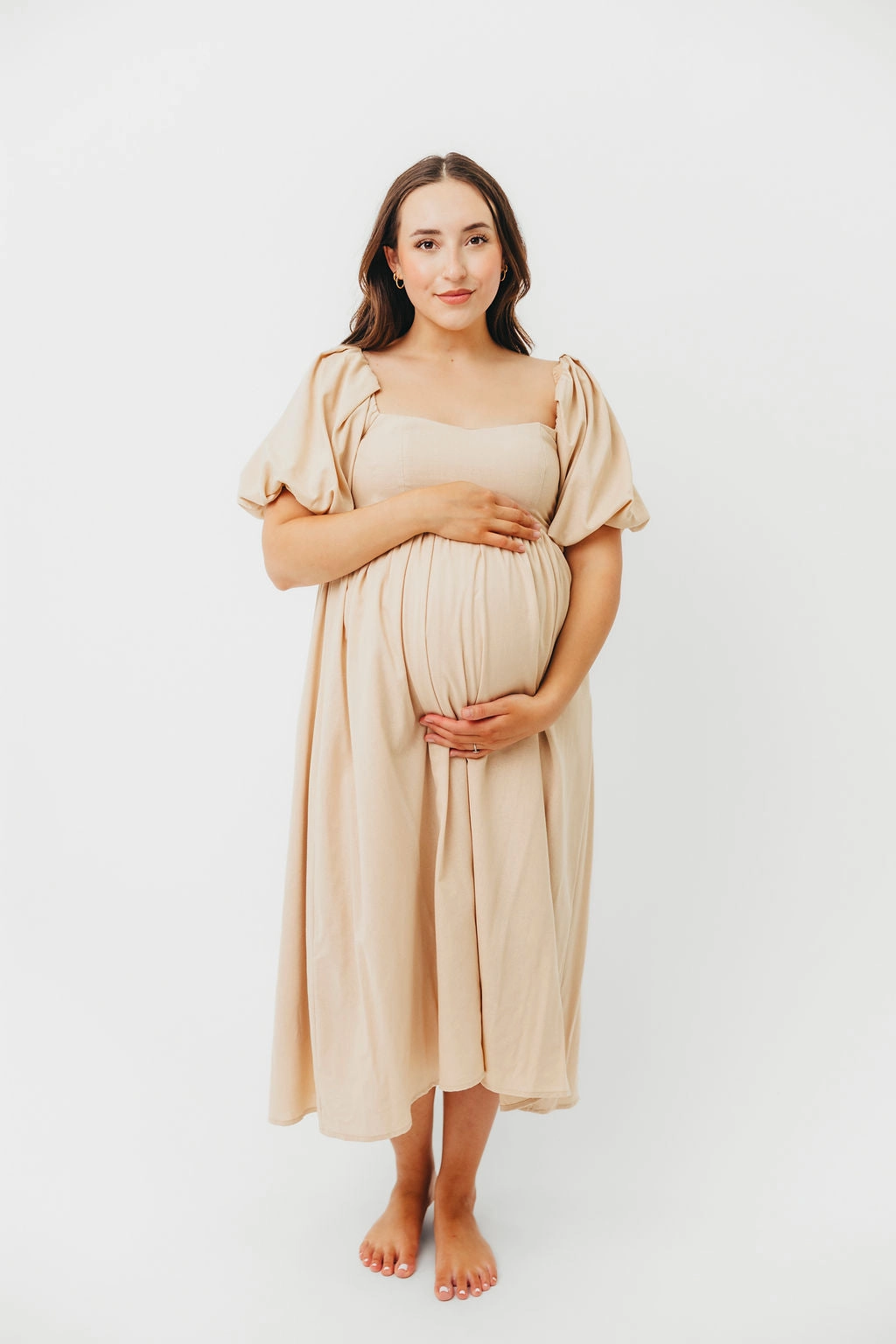 Hamilton Midi Dress in Taupe - Bump Friendly (S-2XL) *Final-Sale*