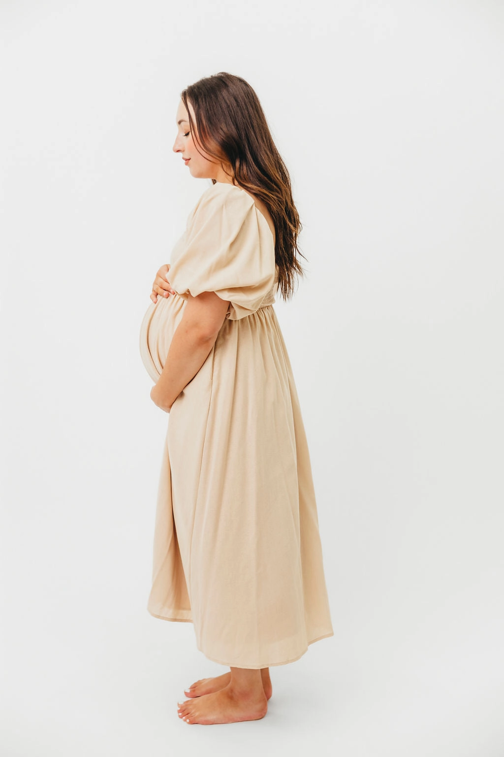 Hamilton Midi Dress in Taupe - Bump Friendly (S-2XL) *Final-Sale*