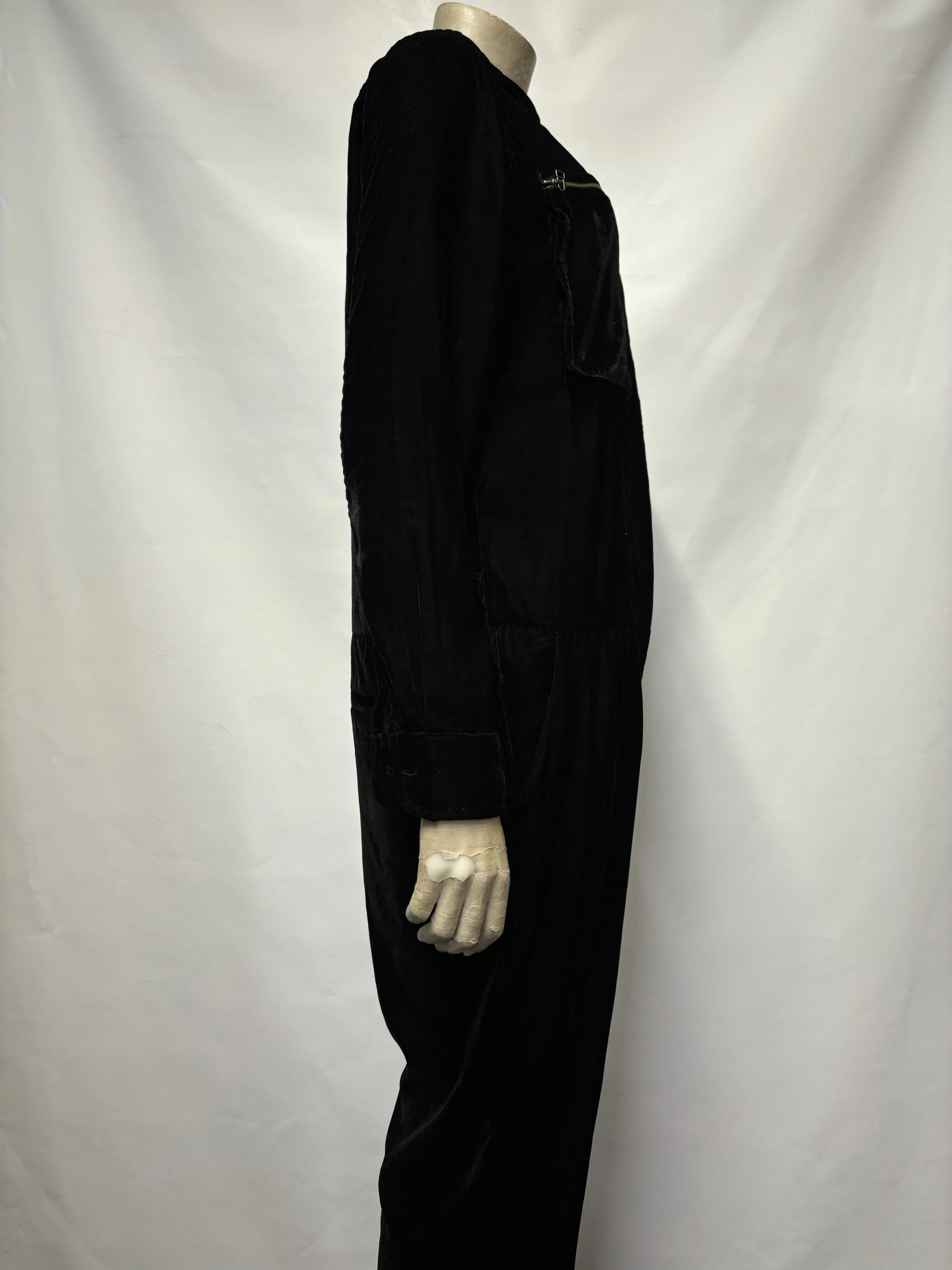 H&M Studio AW14 Black Velvet Boiler Suit Small