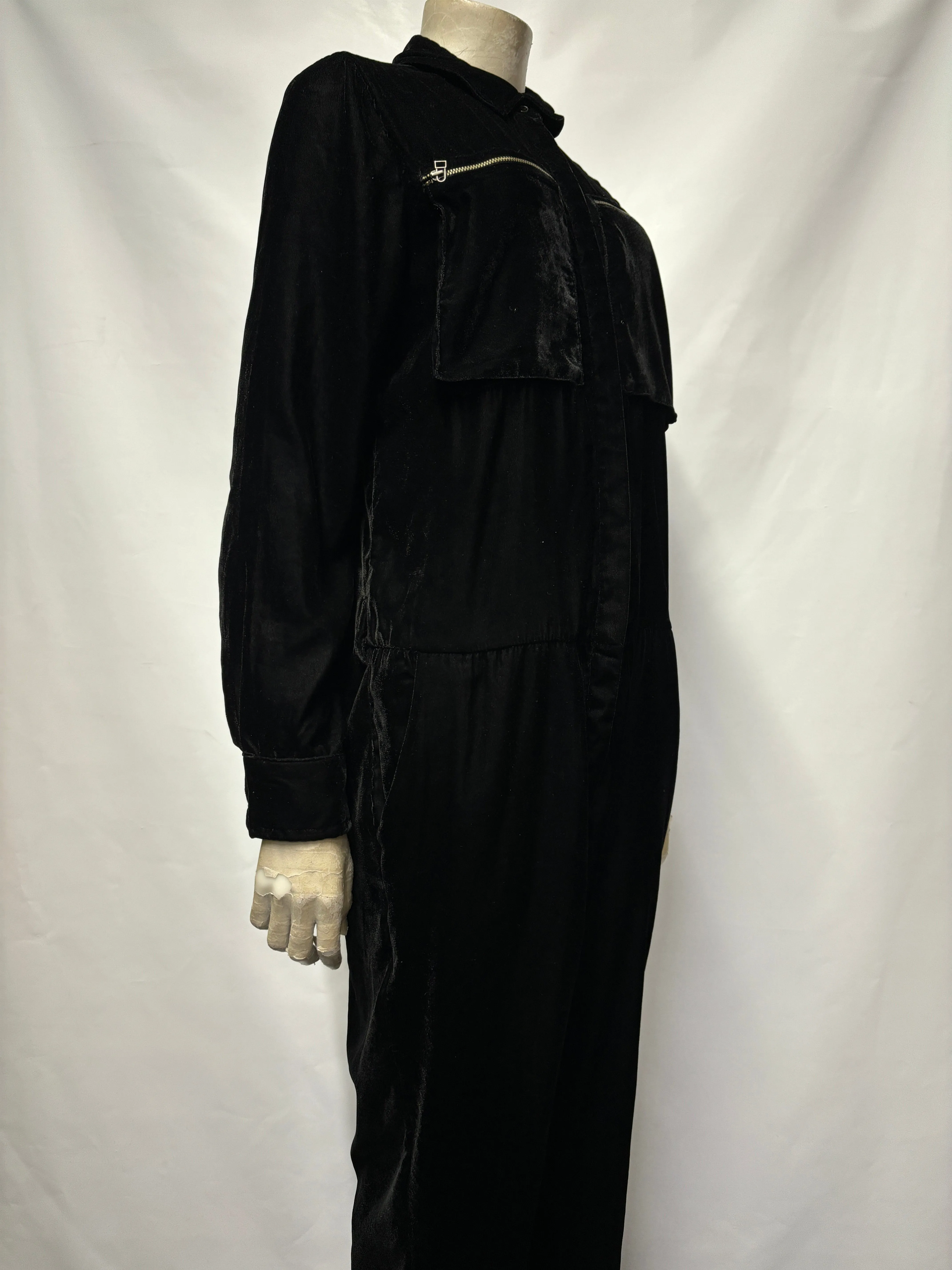 H&M Studio AW14 Black Velvet Boiler Suit Small