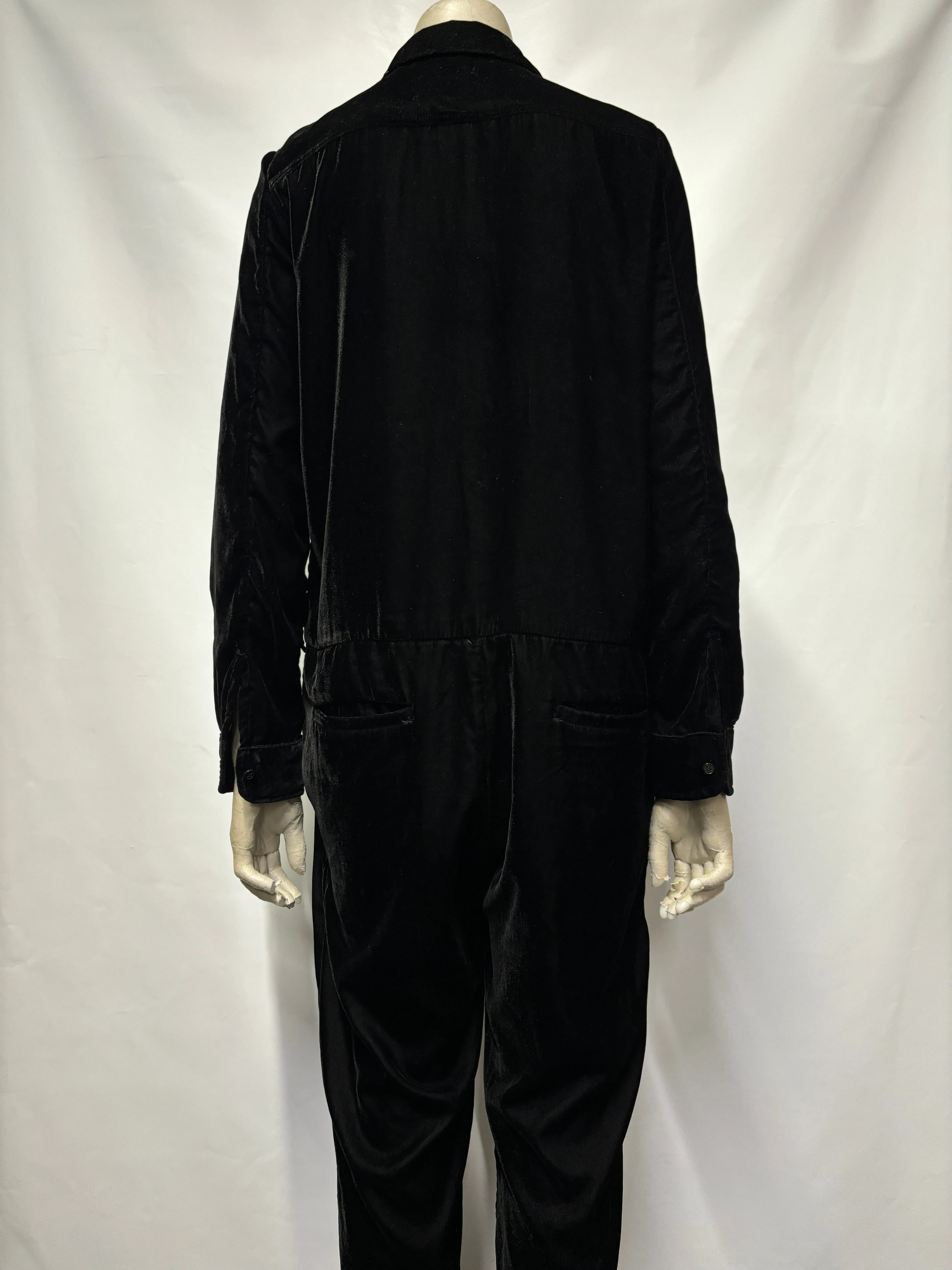 H&M Studio AW14 Black Velvet Boiler Suit Small