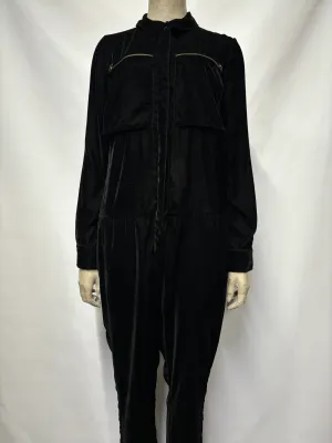 H&M Studio AW14 Black Velvet Boiler Suit Small