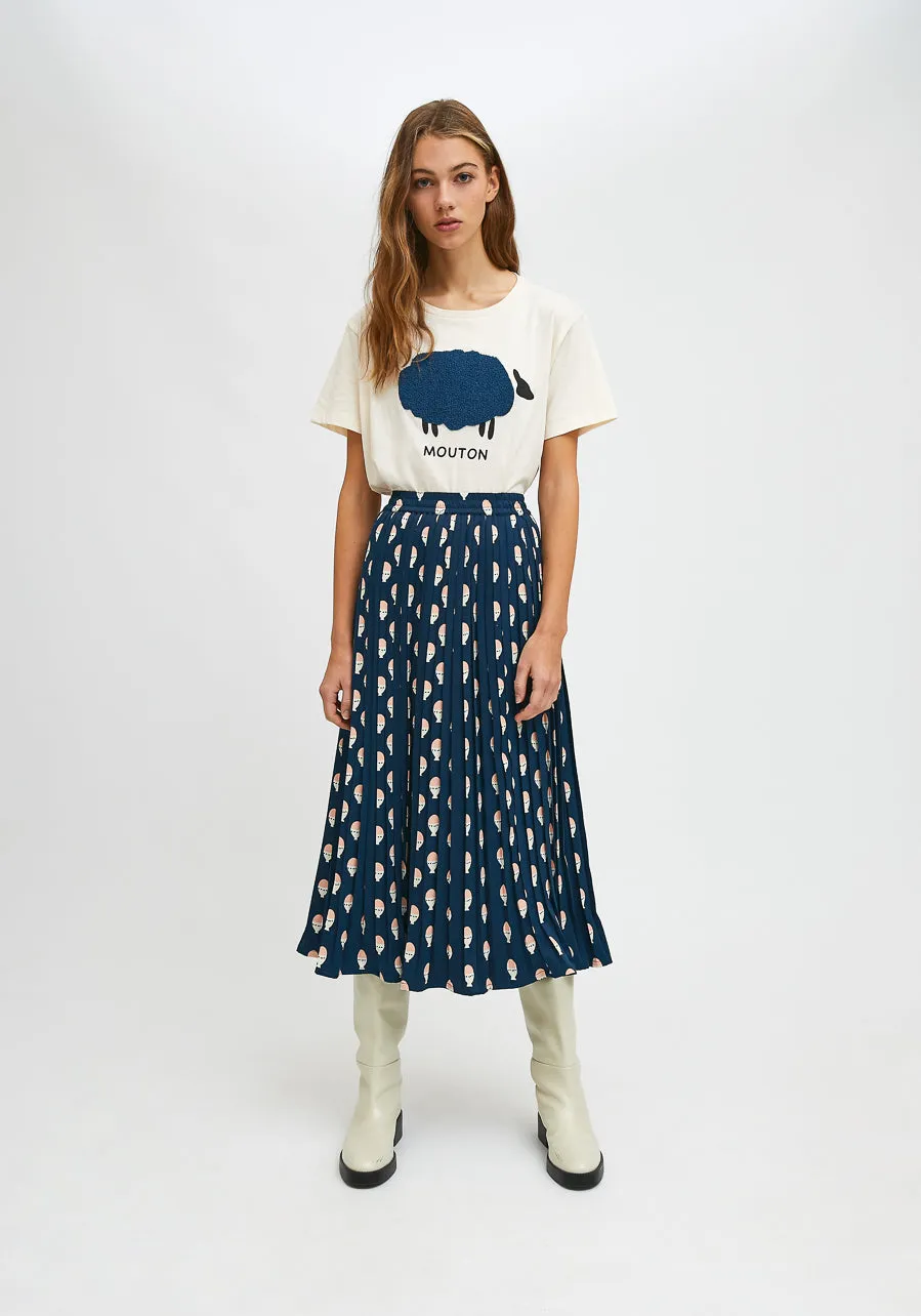 Hard-boiled egg Print Pleated midi skirt with elastic waist printed by Compania Fantastica FA21SHE40