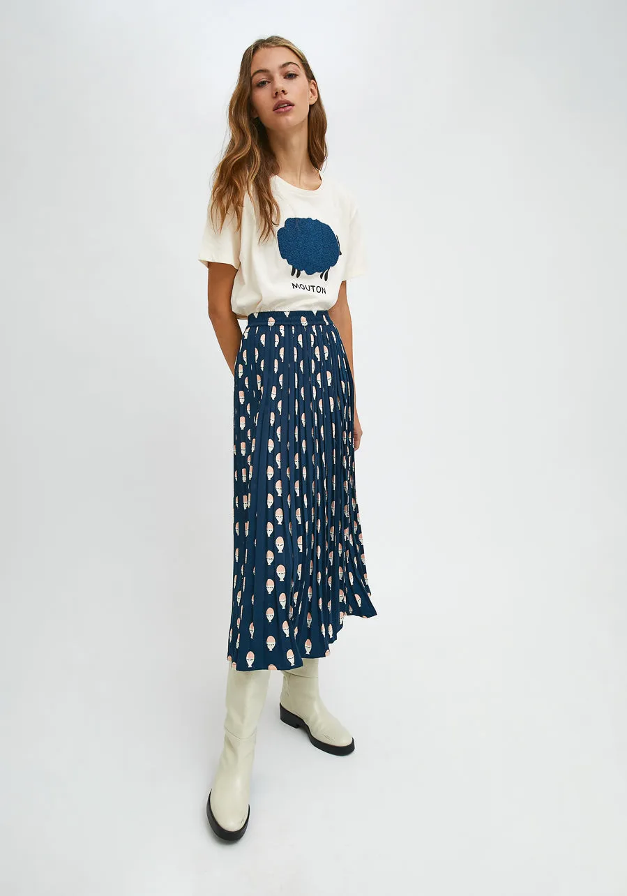 Hard-boiled egg Print Pleated midi skirt with elastic waist printed by Compania Fantastica FA21SHE40