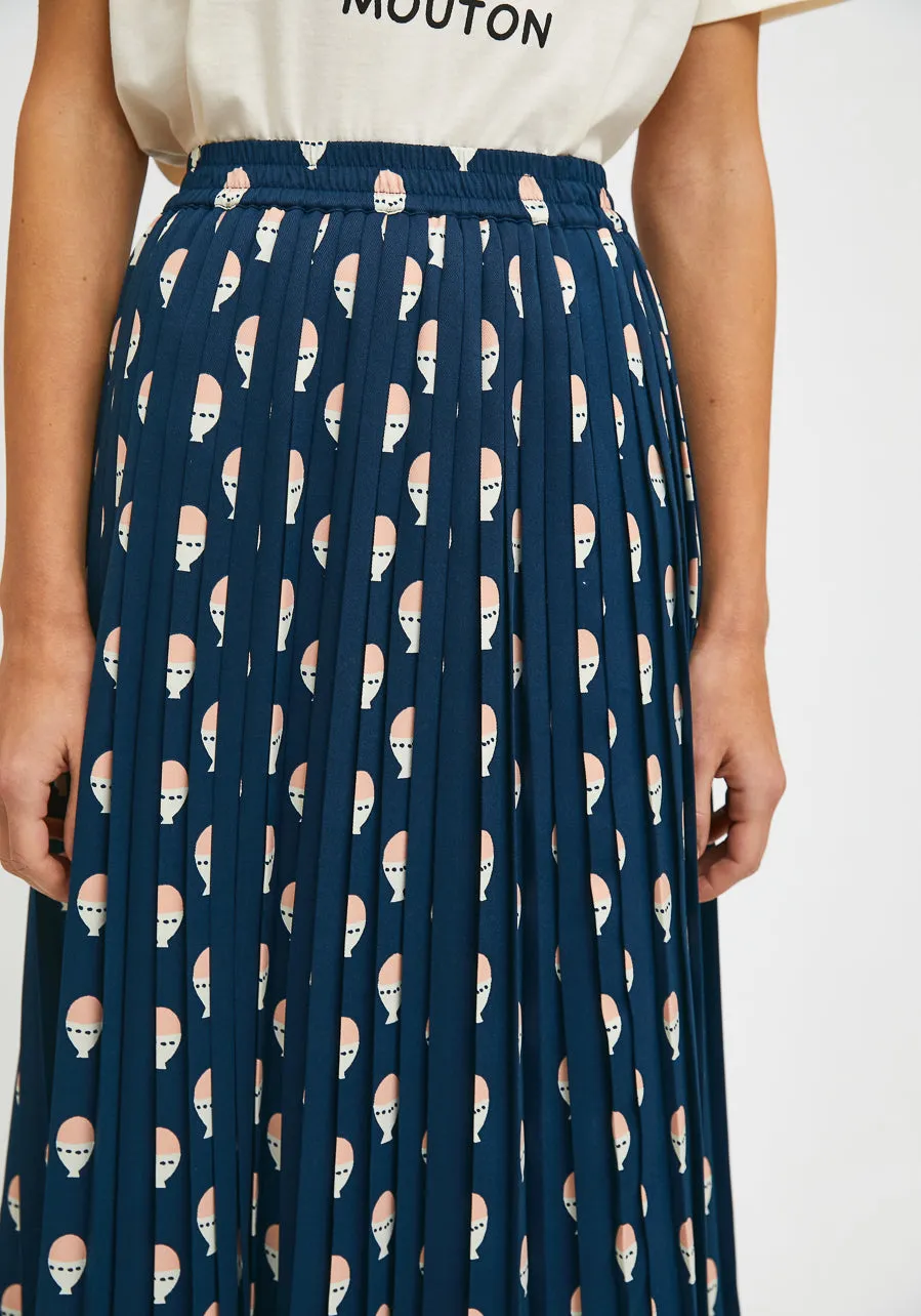 Hard-boiled egg Print Pleated midi skirt with elastic waist printed by Compania Fantastica FA21SHE40