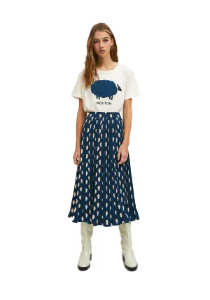 Hard-boiled egg Print Pleated midi skirt with elastic waist printed by Compania Fantastica FA21SHE40