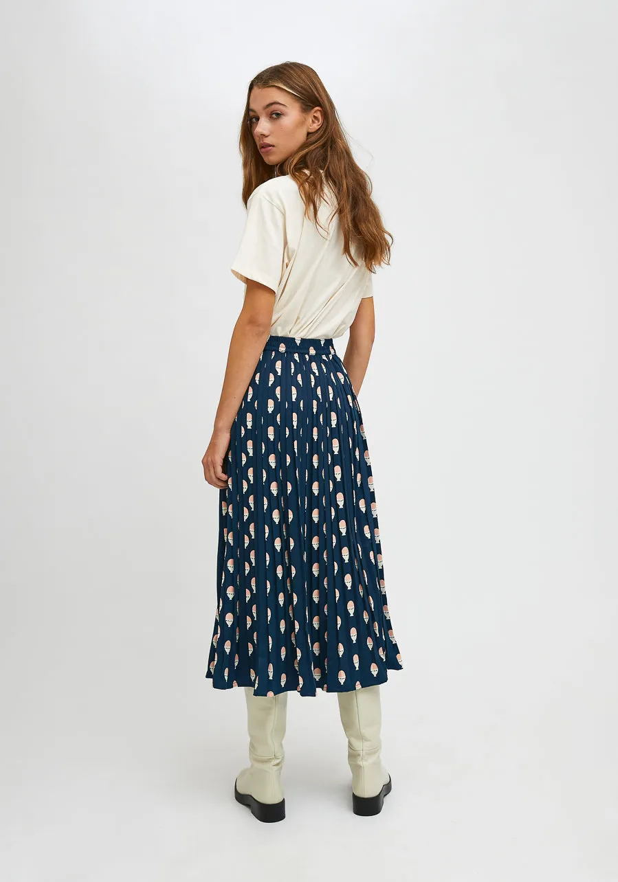 Hard-boiled egg Print Pleated midi skirt with elastic waist printed by Compania Fantastica FA21SHE40