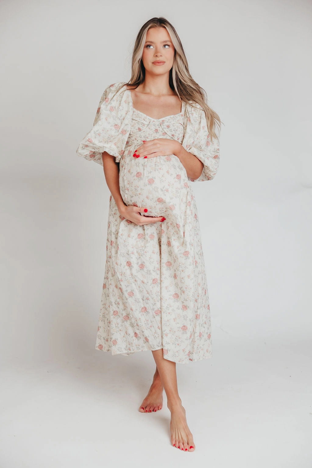 Harlow Maxi Dress in Off-White Floral - Bump Friendly & Inclusive Sizing (S-3XL) *Final-Sale*