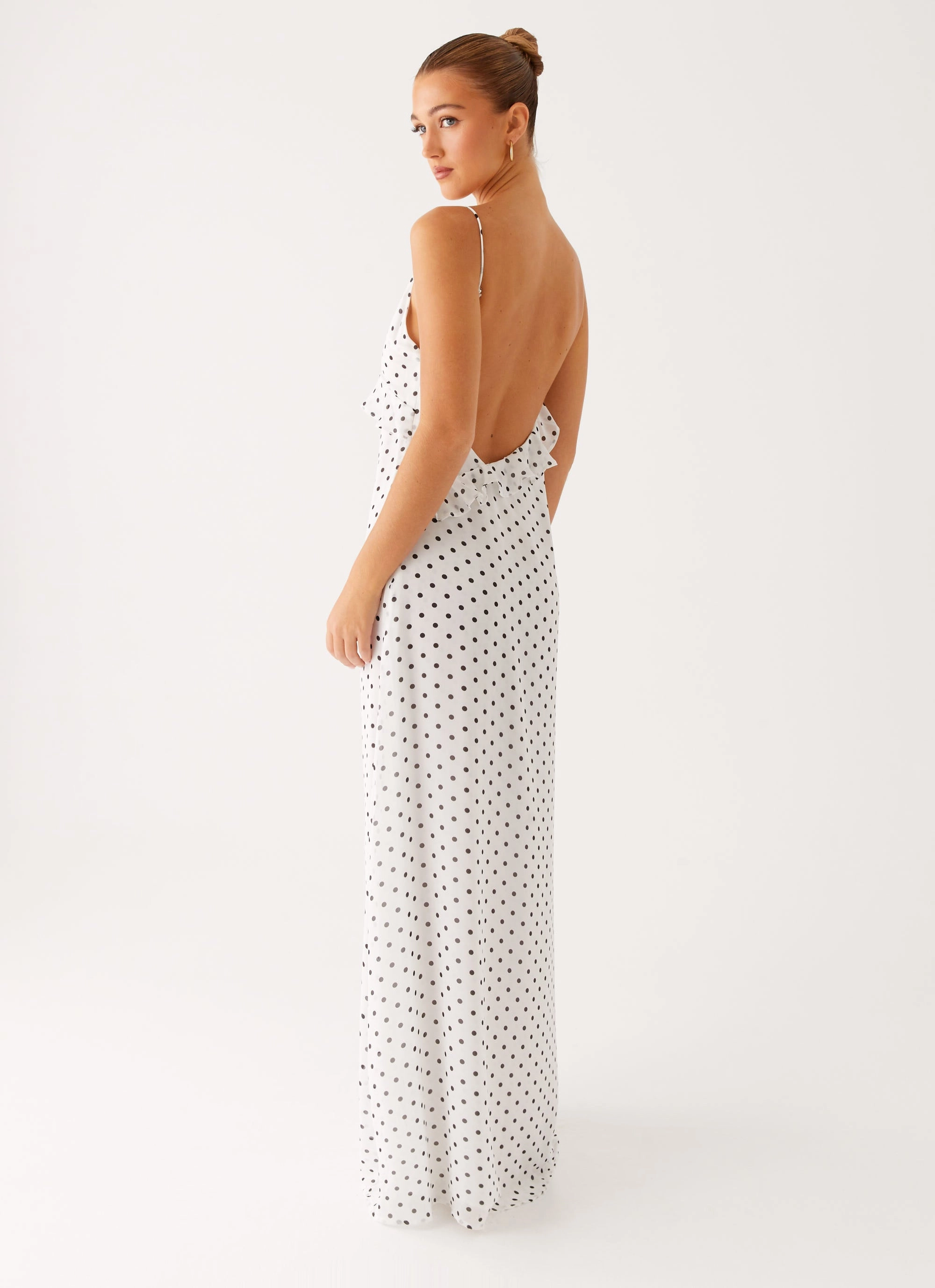 Harri Maxi Dress - White Polka Dot