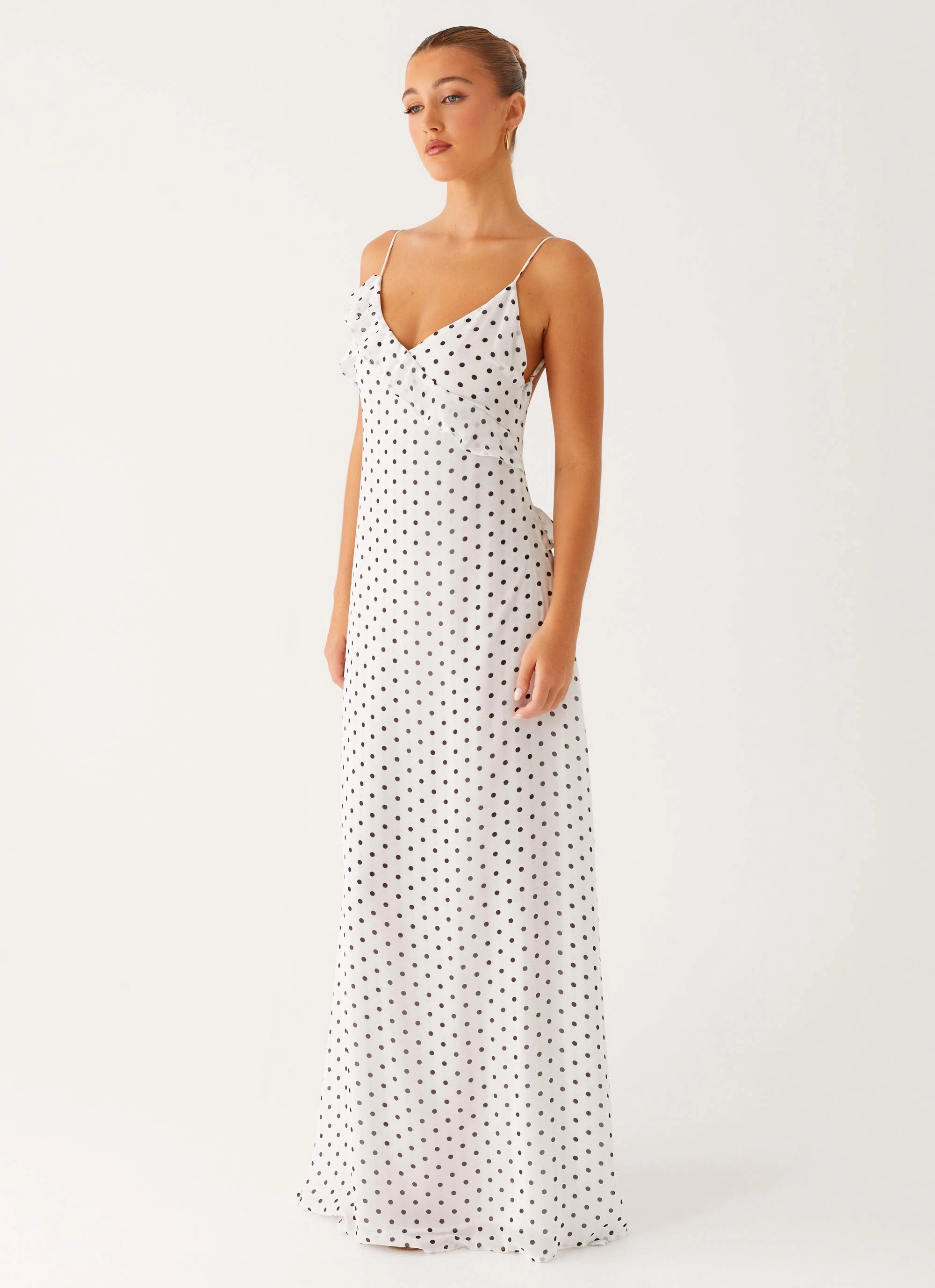 Harri Maxi Dress - White Polka Dot