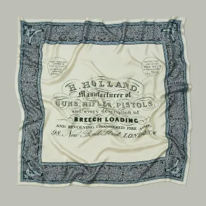 Harrow silk heritage trade label scarf [AZURE]