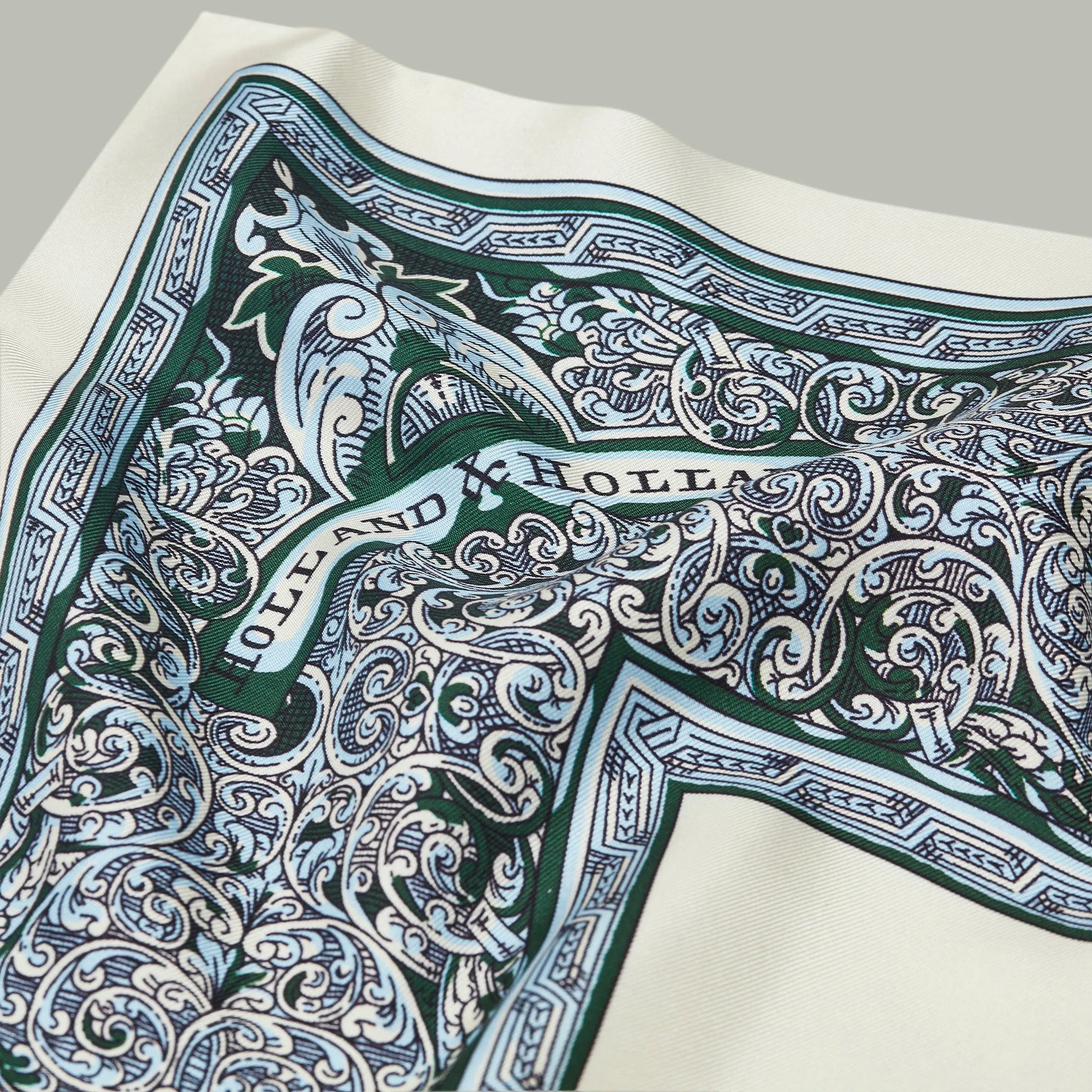 Harrow silk heritage trade label scarf [AZURE]