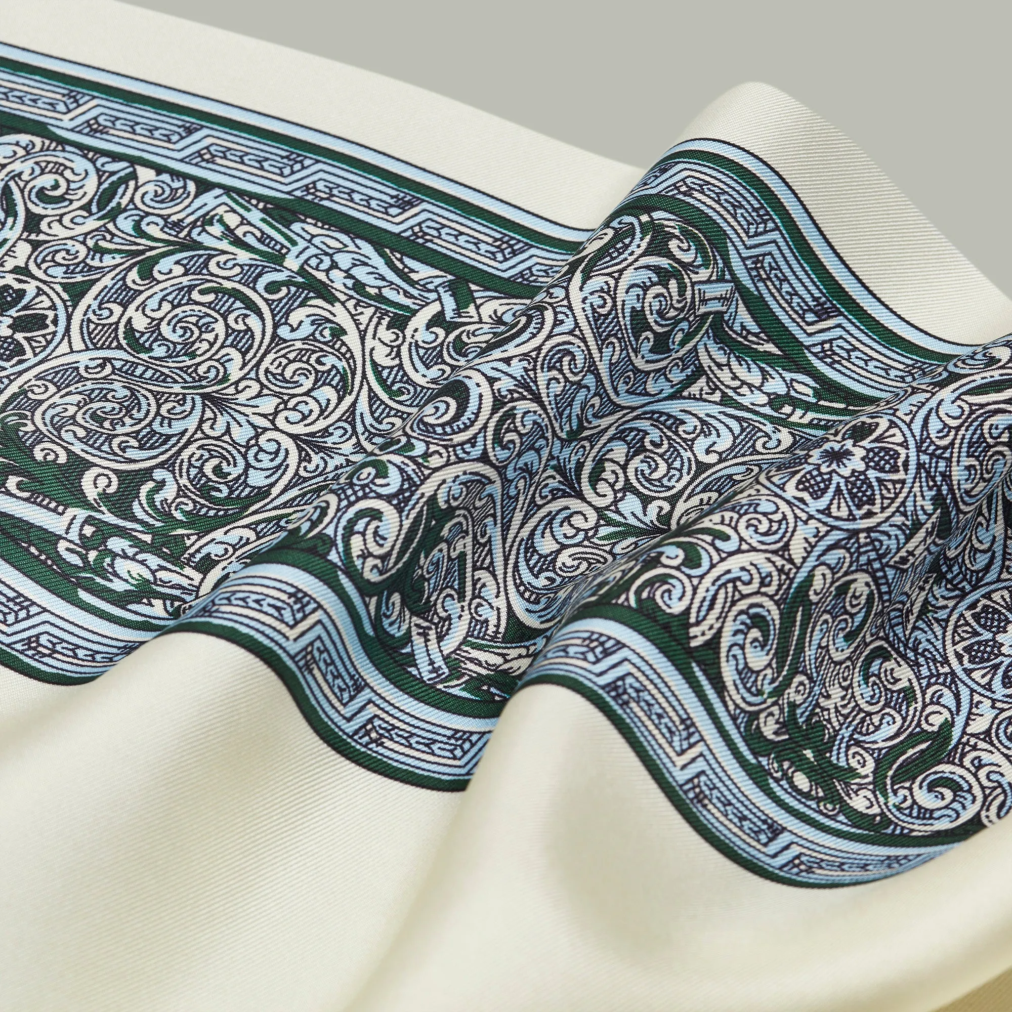 Harrow silk heritage trade label scarf [AZURE]