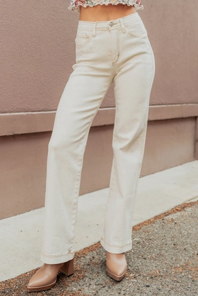 Haven Tummy Control Saige Denim Straight Jeans (Light Beige) Haven Tummy Control Saige Denim Straight Jeans (Light Beige)