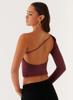 Hawkins Open Back One Shoulder Top - Mulberry Hawkins Open Back One Shoulder Top - Mulberry