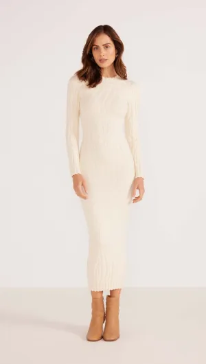 Hazel Textured Knit Midi Dress • Crema