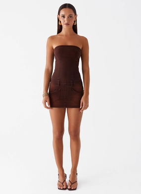 Heading South Mini Dress - Brown Heading South Mini Dress - Brown