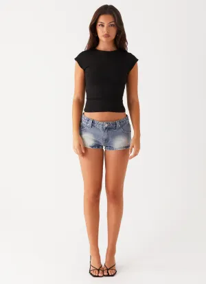 Headland Low Rise Denim Shorts - Light Wash Blue Headland Low Rise Denim Shorts - Light Wash Blue