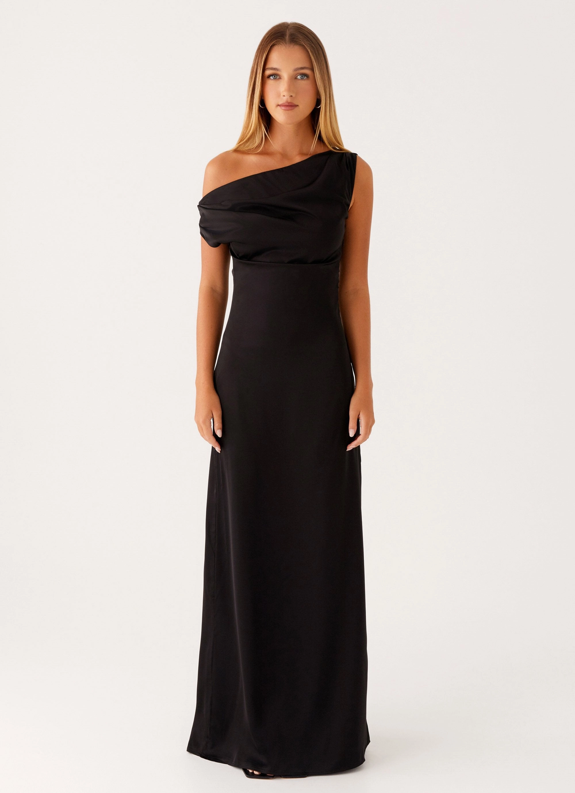 Heart Of Glass Satin Maxi Dress - Black