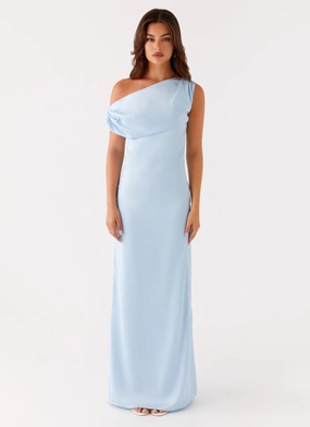 Heart Of Glass Satin Maxi Dress - Blue Heart Of Glass Satin Maxi Dress - Blue