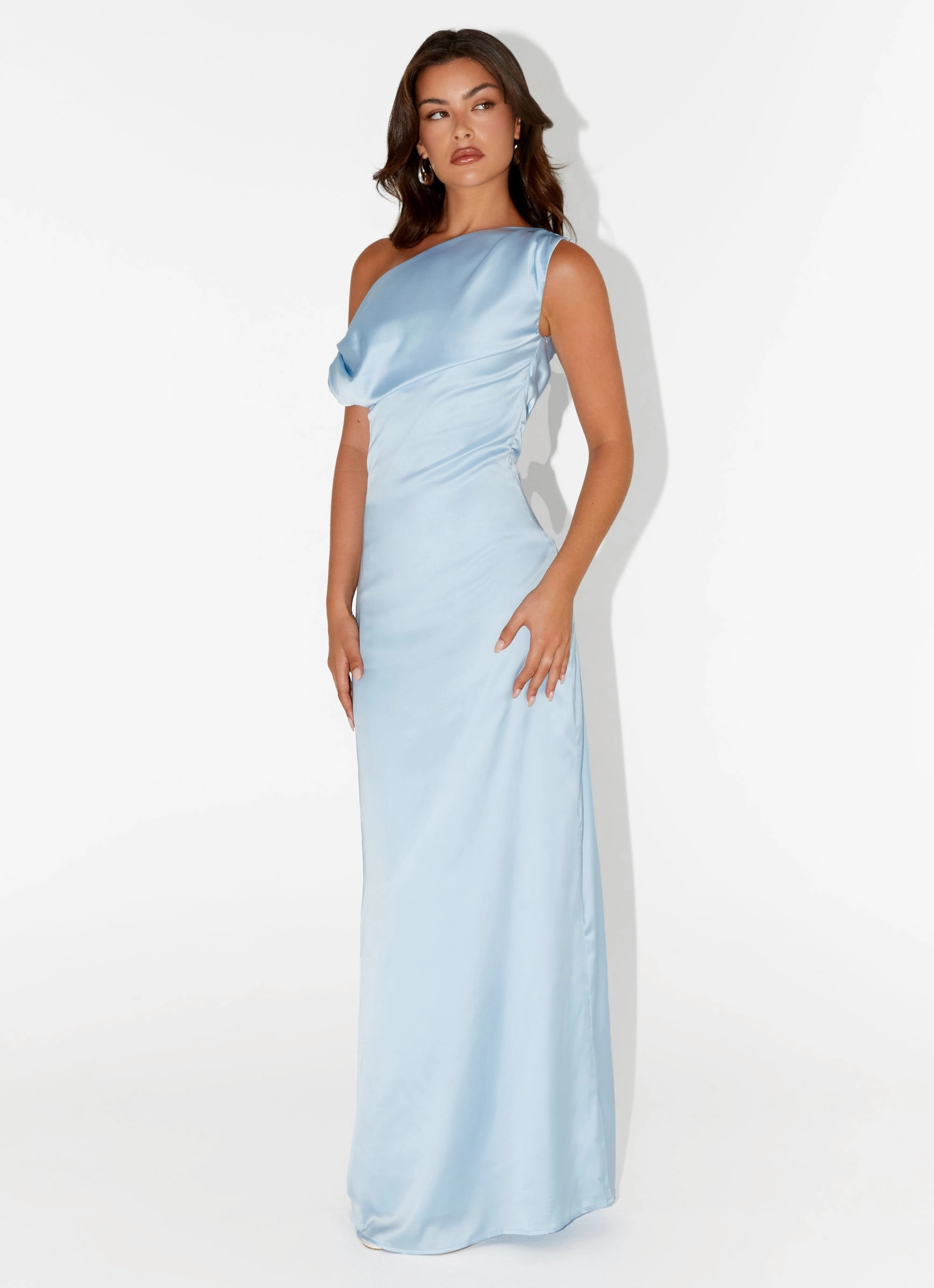 Heart Of Glass Satin Maxi Dress - Blue