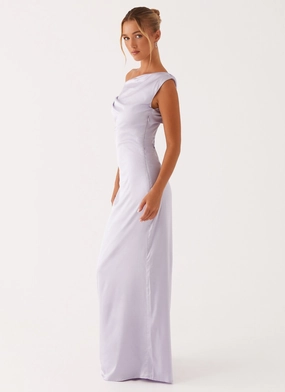 Heart Of Glass Satin Maxi Dress - Lilac Heart Of Glass Satin Maxi Dress - Lilac
