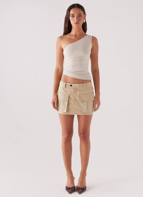 Heart To Heart Cargo Mini Skirt - Beige Heart To Heart Cargo Mini Skirt - Beige