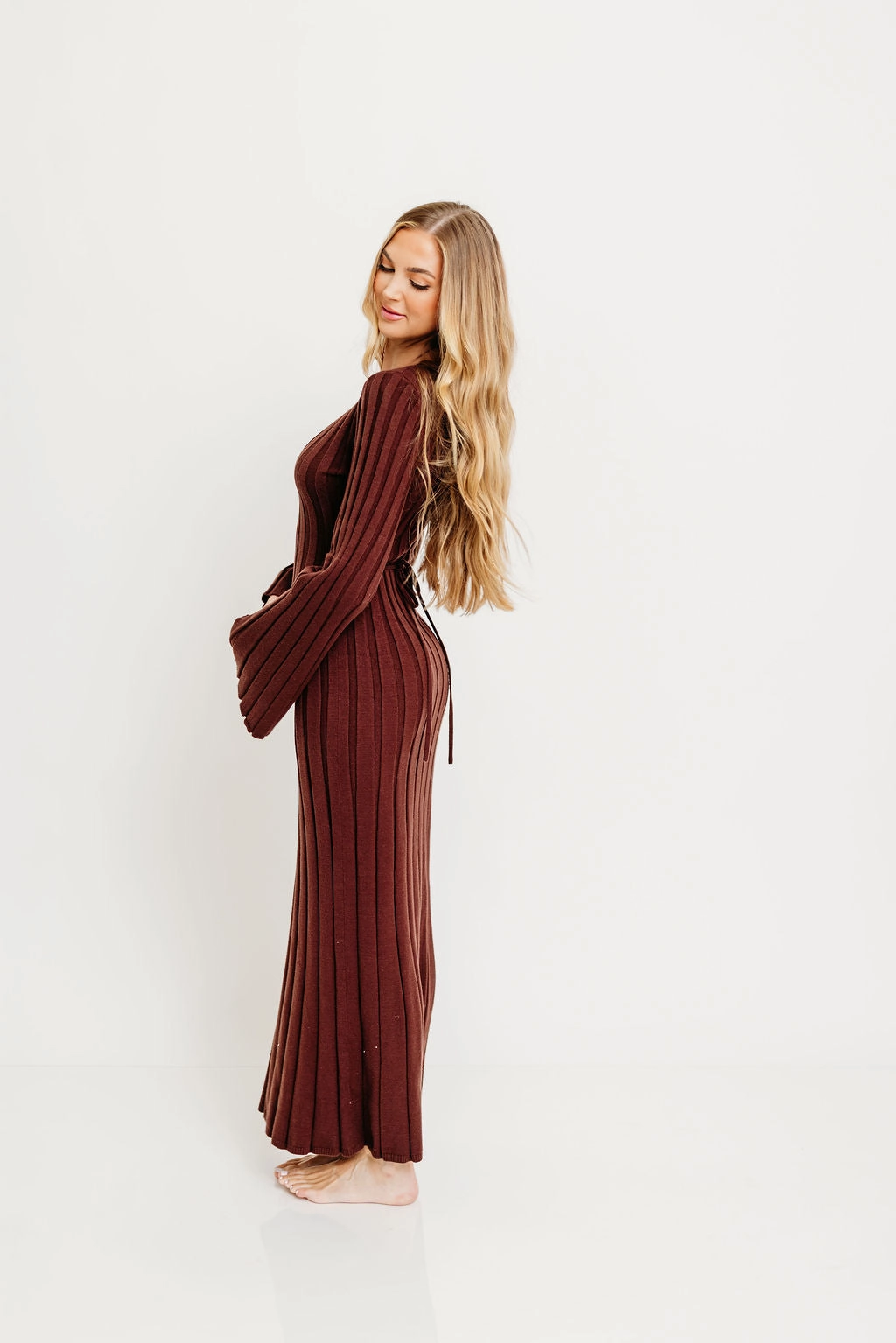 Hearth V-Neck Maxi Dress in Brown - Bump Friendly