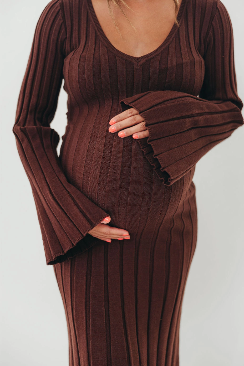 Hearth V-Neck Maxi Dress in Brown - Bump Friendly
