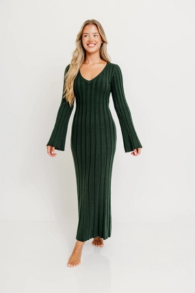 Hearth V-Neck Maxi Dress in Evergreen - Bump Friendly Hearth V-Neck Maxi Dress in Evergreen - Bump Friendly